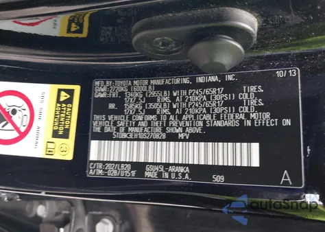 2013 Toyota Highlander Se V6 from USA, damaged, VIN 5TDBK3EH1DS270828
